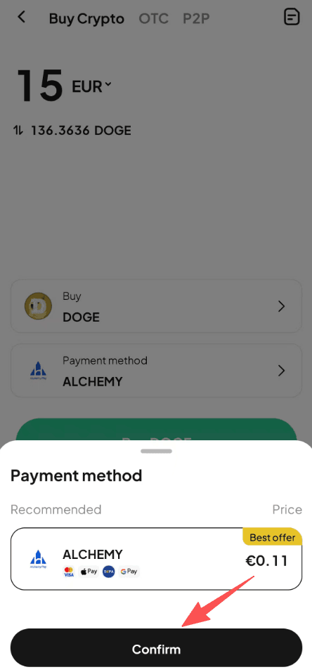 Step3:How to Buy DOGE with EUR on WEEX？APP Version