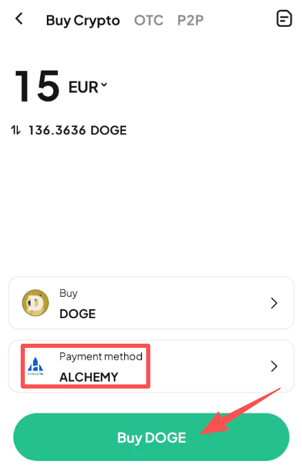 Step4:How to Buy DOGE with EUR on WEEX？APP Version