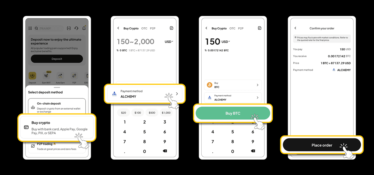 Buy USDCoin OTC with AUD on WEEX (App)